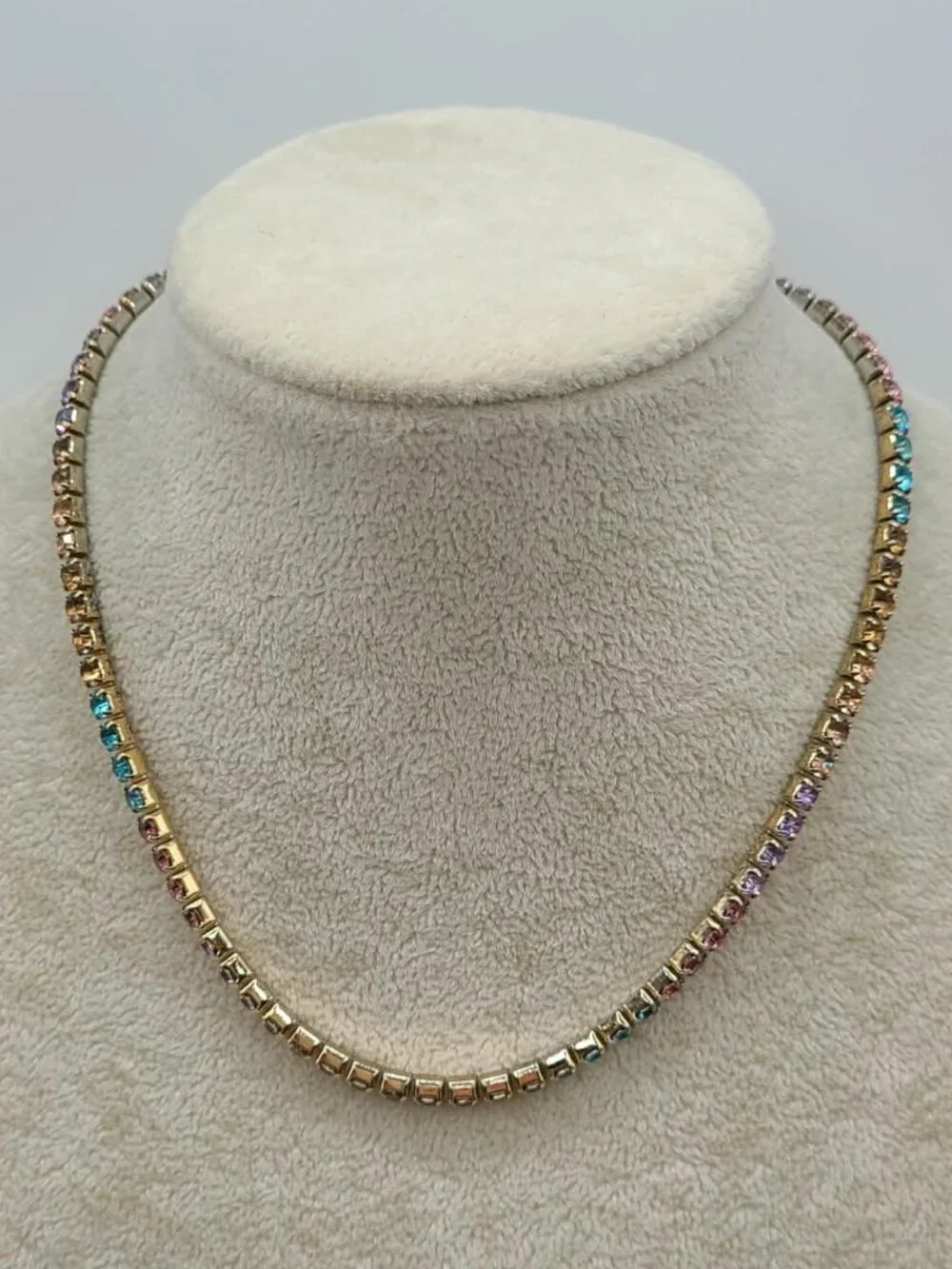 J Crew Girls Rainbow Crystal Tennis Necklace